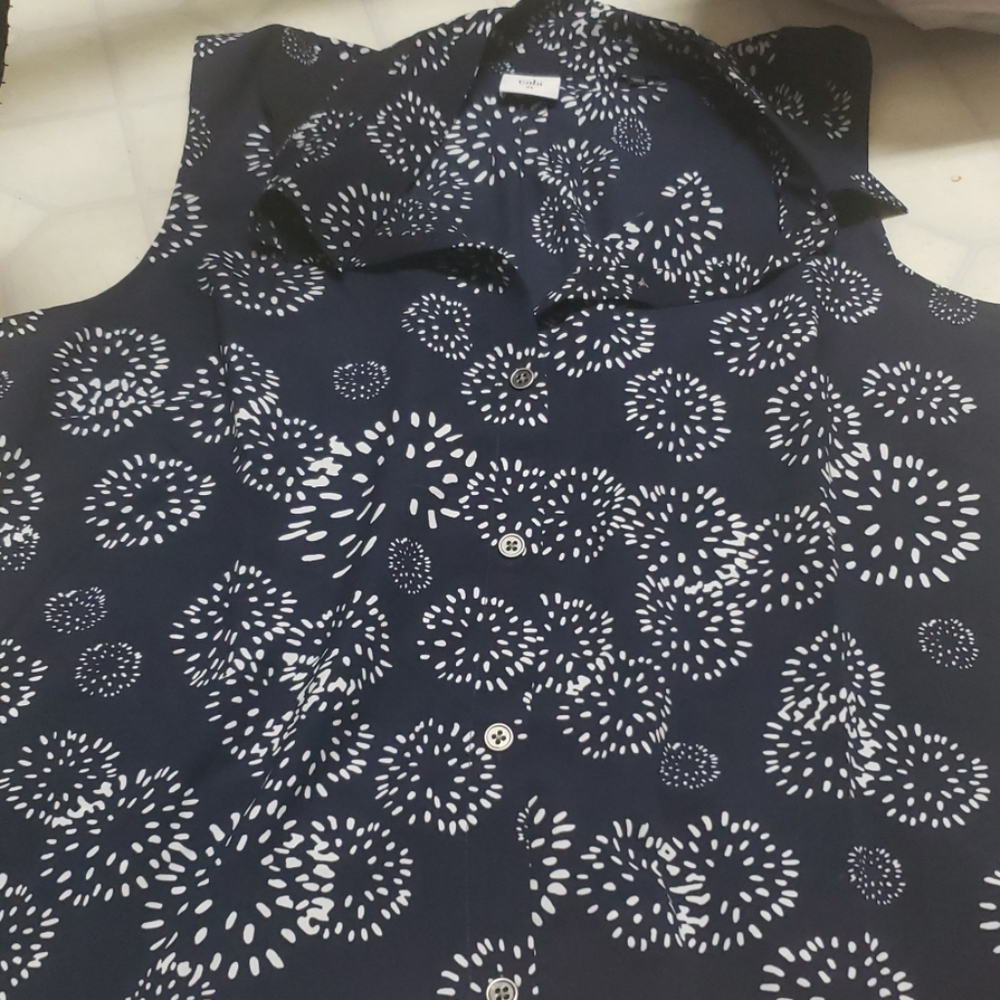 CAbi Navy and White Blouse
